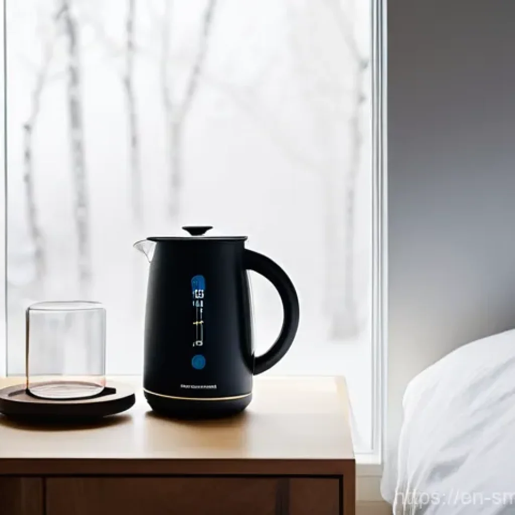 스마트 가전제품의 종류 및 특징 - **"Seamless Morning Wake-Up"**: A serene, sunlit bedroom in a modern, well-designed home. Gentle mor...