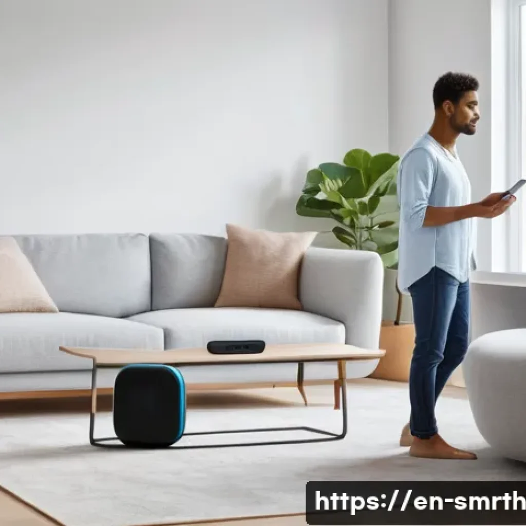 스마트홈 기기 설치 전 알아야 할 사항 - **Prompt:** A diverse adult, fully clothed in modern, casual attire, stands in a brightly lit, minim...