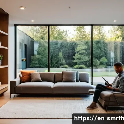 스마트홈 시스템의 설치 가이드라인 - **Prompt 1: Modern Smart Home Security at Dusk**
    "A cozy, modern living room bathed in the warm ...