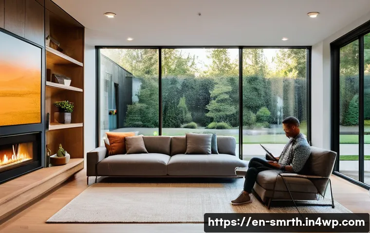 스마트홈 시스템의 설치 가이드라인 - **Prompt 1: Modern Smart Home Security at Dusk**
"A cozy, modern living room bathed in the warm ...
