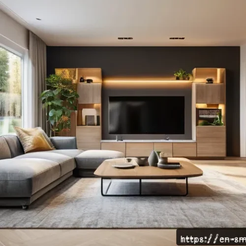 Home 17 스마트홈 시스템의 원활한 운영을 위한 팁 - A modern living room showcasing a fully integrated smart home eco