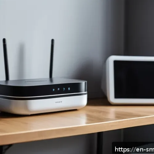 스마트홈 시스템의 고장 원인 분석 - A modern smart home living room scene illustrating Wi-Fi interference: a sleek router placed near th...